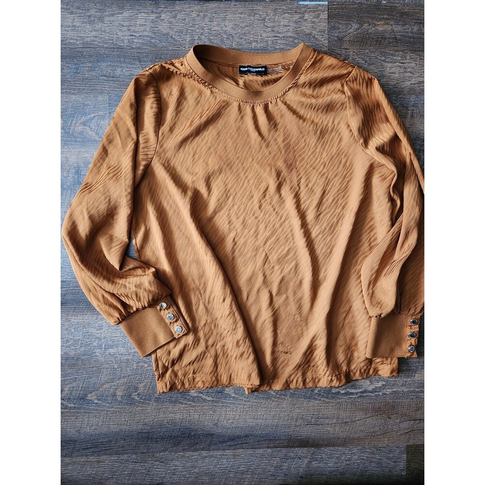 Womens L Karl Lagerfeld burnt orange dressy blouse